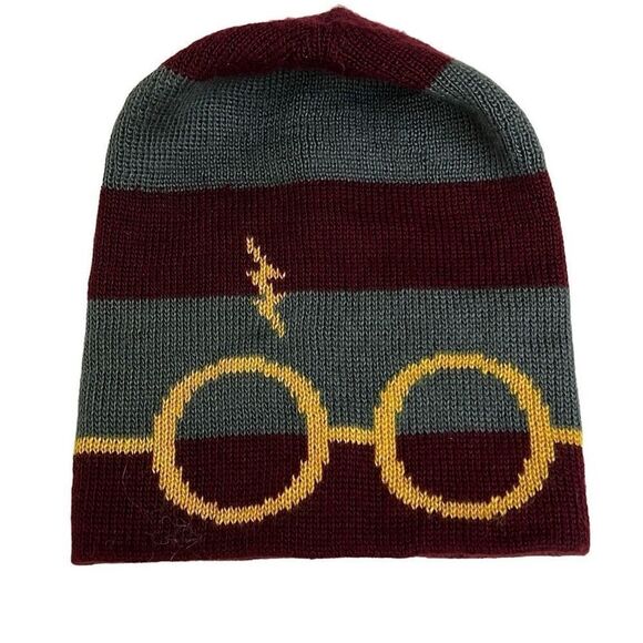CultureFly Unisex Multicolor Striped Harry Potter Glasses Bolt Beanie One Size - Picture 2 of 8